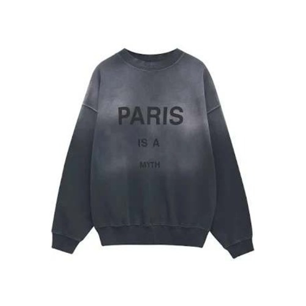 NWT Anine Bing Jaci "Paris is a Myth" Gray/Black Sweatshirt Size Large